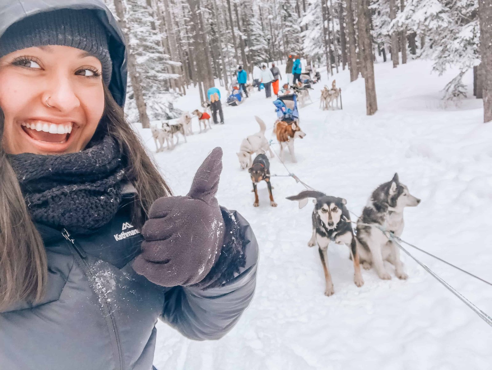 It’s the quintessential Canadian adventure, dog sledding in Alberta Canada- home of the Canadian Rockies. If you are planning a winter vacation, or holiday to Banff, Lake Louise, or Canmore, you must add dog sledding to your winter activity list! Perfect for all travellers, backpackers, solo travellers, families! #winter #canada #banff #dogsledding