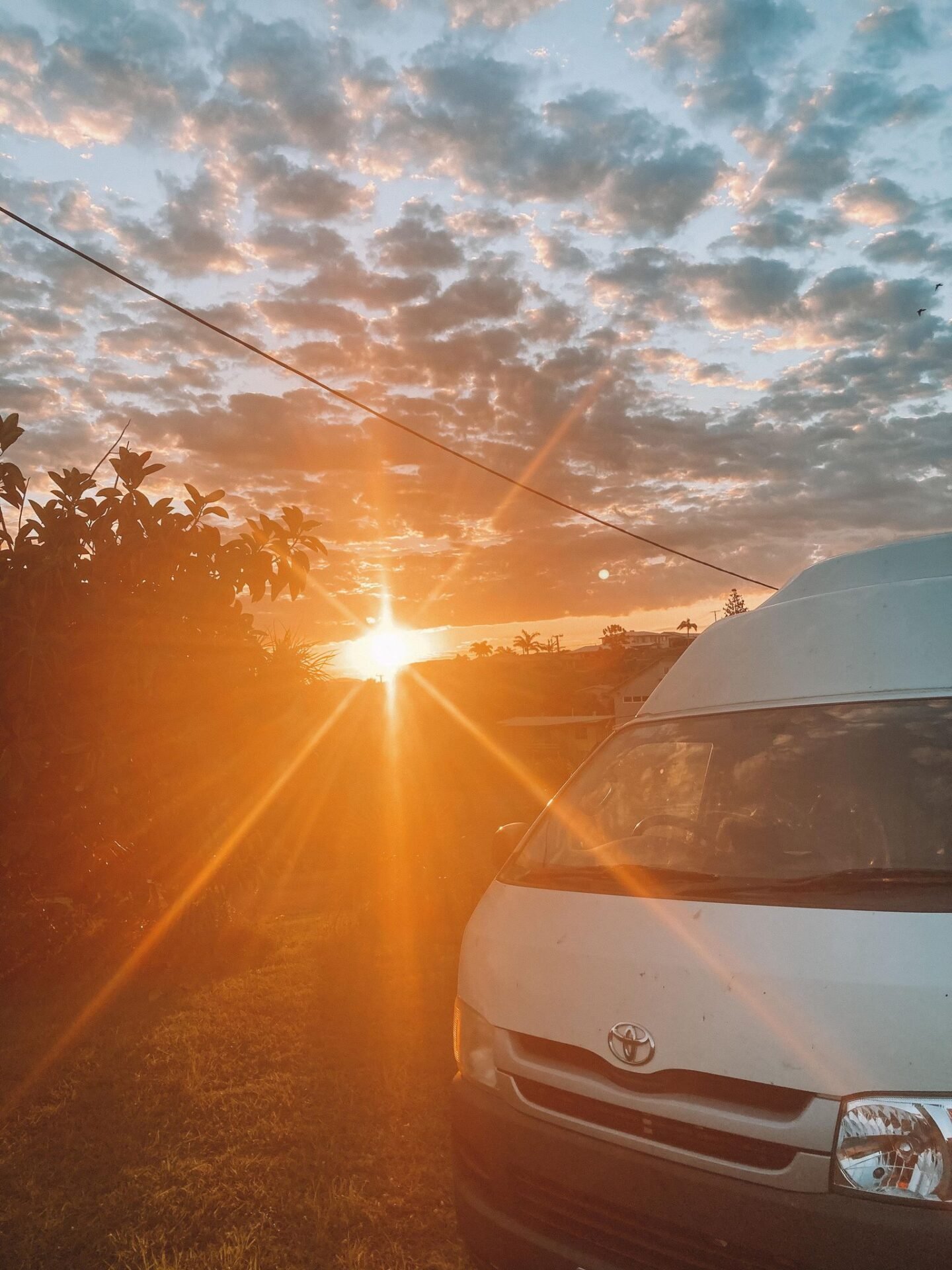 Van at sunset in Yeppoon while travelling Queensland, Australia as a solo female traveller 